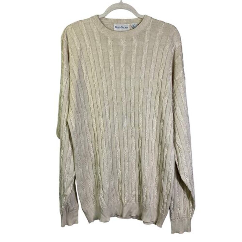 BARRY BRICKIN Sweater‎ Vintage Silk Cable Knit Crew Neck Pullover Drop Shoulder